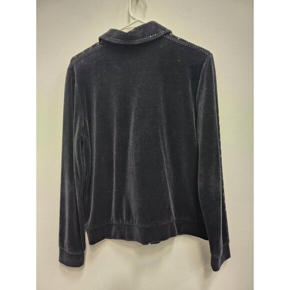 St. John Sport Womens Black Velvet Jacket Size Small Sequined Full Zip Collared - Picture 2 of 9